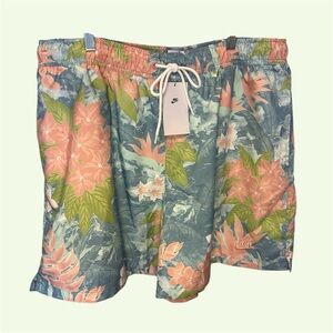 NWT Nike Men's Tropical Floral Shorts/ Swim Trunks - Blue and Pink